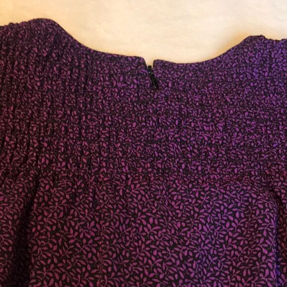 Michael Kors Purple & Black Gathered Bodice Blouse - Picture 11 of 15